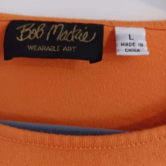 BOB MACKIE WOMEN'S LARGE ORANGE CAT GRAPHIC TEE - Picture 2 of 7